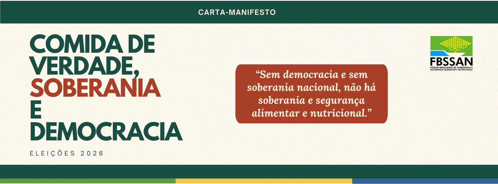 Comida de verdade, soberania e democracia: manifesto do FBSSAN para as eleições de 2026